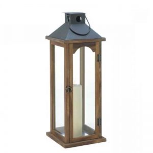 Large Simple Metal Top Wooden Lantern