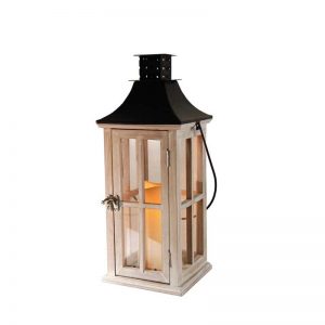 Wooden Lantern with LED Candle