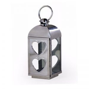 Medium Stainless Steel Lantern With Double heart